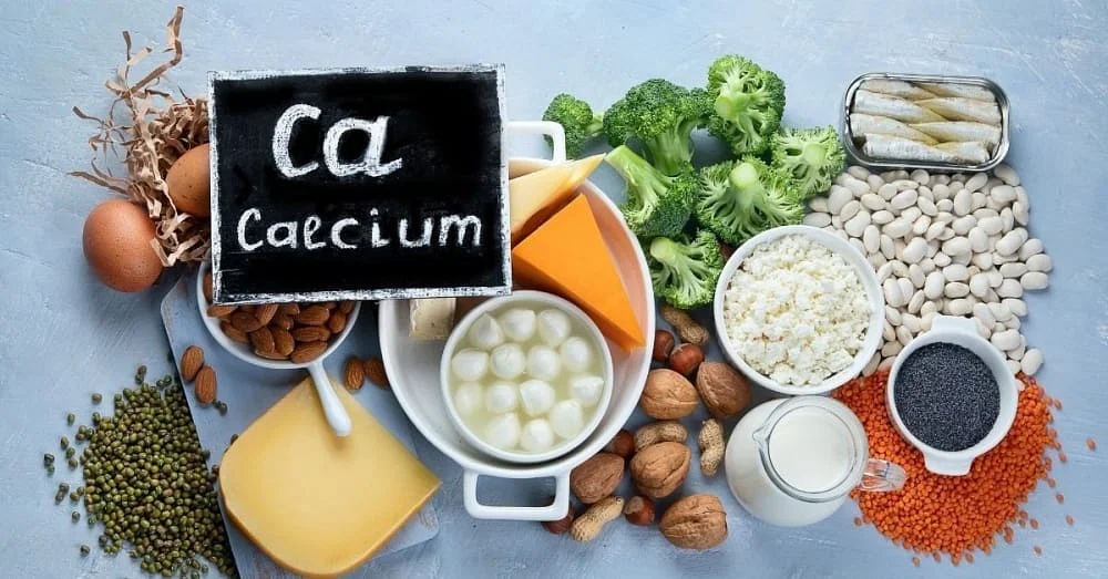 Group of vegan foods high in calcium